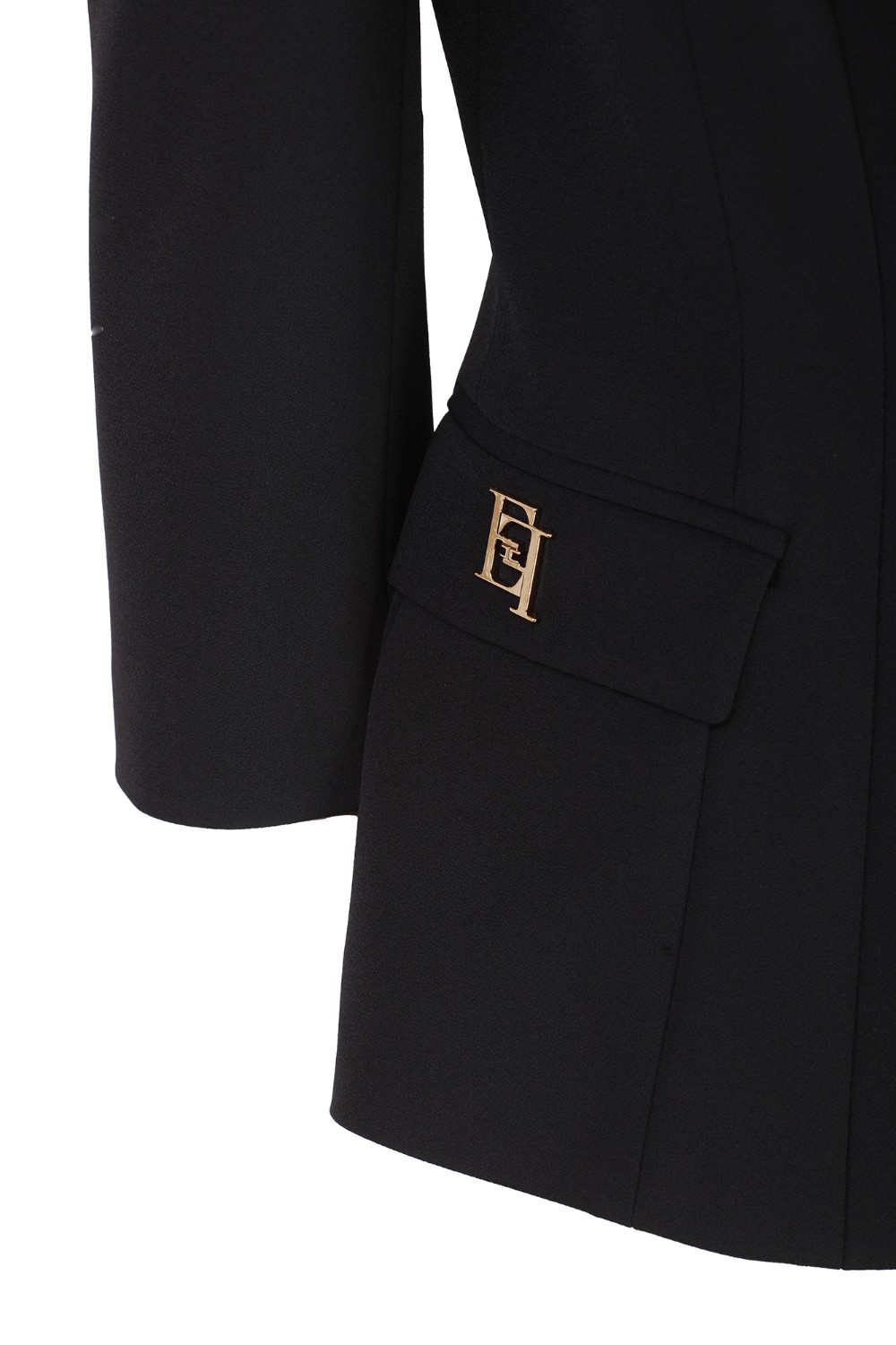 shop ELISABETTA FRANCHI  Giacca: Elisabetta Franchi giacca doppiopetto in crêpe placca logo.
Giacca doppiopetto in doppio crêpe con tasche frontali con pattina e placca logo in metallo dorato. 
È caratterizzata da revers a lancia e maniche a 3/4.
Fodera in raso monogram.
Bottoni in tinta.
Accessorio in metallo dorato.
Composizione: 96% Poliestere 4% Elastan.
Fabbricato in Italia.. GIT6141E2-110 number 1661202